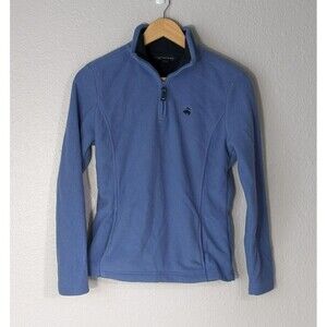 Brooks Brothers Womens s Blue 1/4 Zip Soft Fleece top Sweatshirt Pullover N84